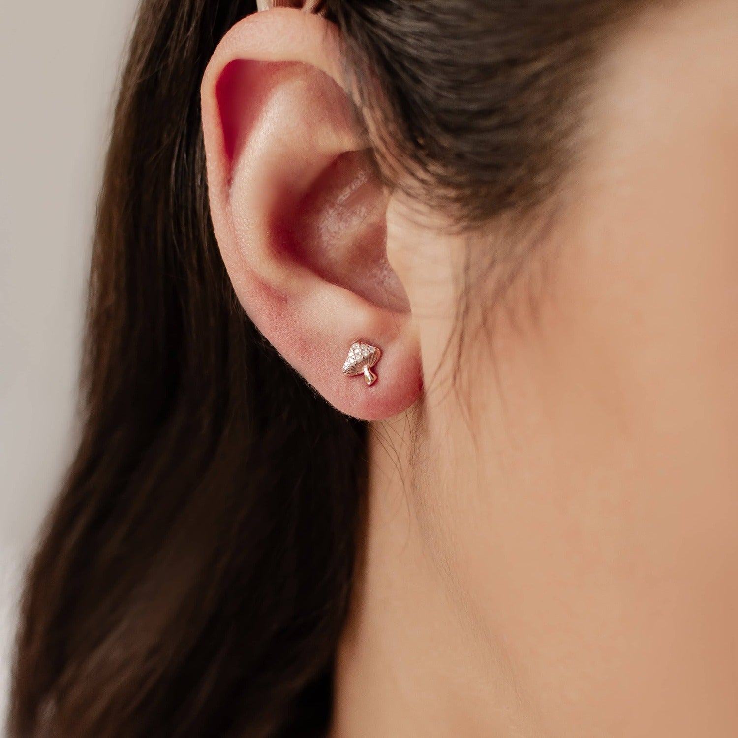 Pendiente de Botón Hongo Plata de Ley 925